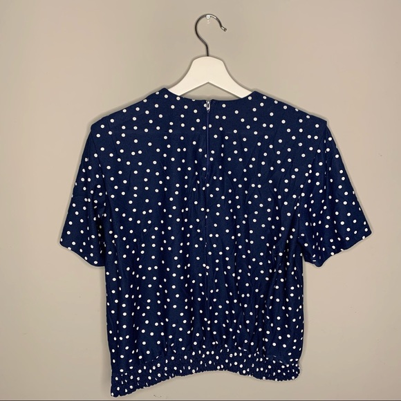 Vintage Navy Polka Dot Blouse - Picture 2 of 7
